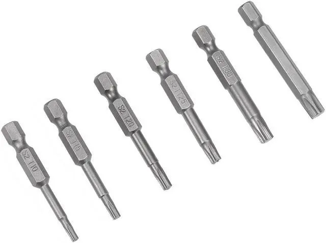 Main image of Torx Bits Set 6pcs 1/4 Inch Hex Shank Magnetic T10-T40 Screwdriver Bit Set 50mm Length S2 Screw Driver Kit Tools