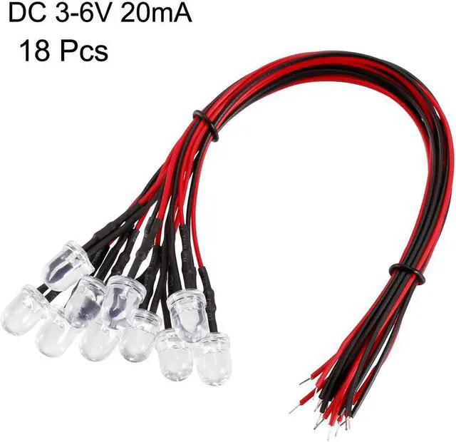 Alt view image 2 of 4 - Prewired LED Light DC 3-6V 20mA - 8mm White Pre Wired Round Top Bulb Lamp 18PCS