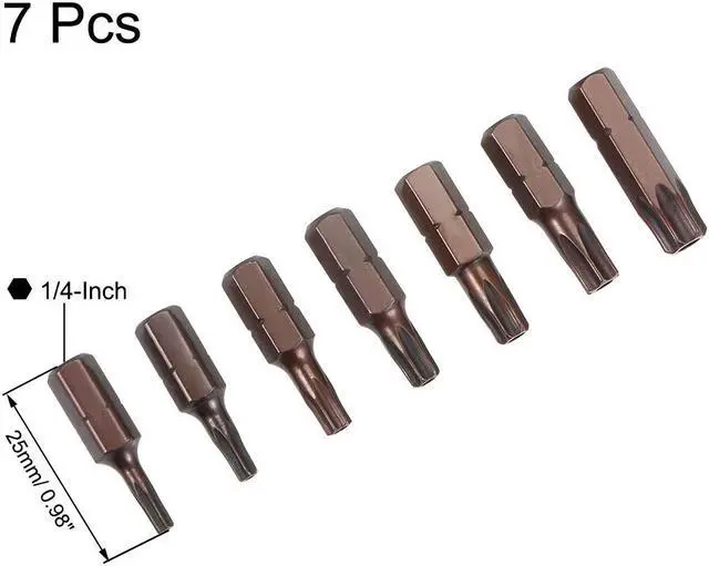 Alt view image 3 of 4 - Torx Bits Set 7pcs 1/4 Inch Hex Shank Magnetic T10-T40 Hole Screwdriver Bit Set 25mm Length S2 Screw Driver Kit Tools
