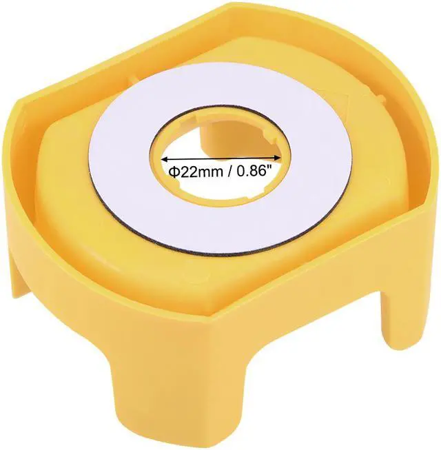Alt view image 2 of 3 - 22mm Push Switch Button Protective Cover With Emergency Stop Warning Circle Yellow 2pcs