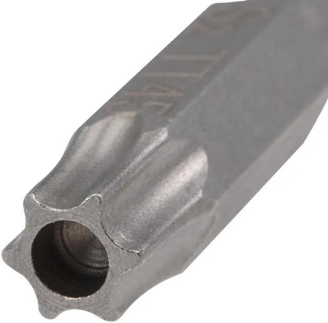 Alt view image 3 of 4 - 2pcs Torx Bits 1/4 Inch Hex Shank 50mm Length Magnetic T45 Security Star Screwdriver Bits S2 Alloy Steel