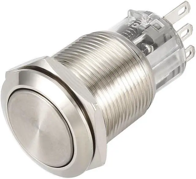 Main image of Momentary Metal Push Button Switch 19mm Mounting Dia 1NO 1NC COM 250V 5A 1pcs