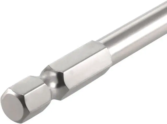Alt view image 4 of 4 - 5Pcs Ball End Hex Bits 1/4 Inch Hex Shank 75mm Length Magnetic 5MM Head Screwdriver S2 Screw Driver Bit