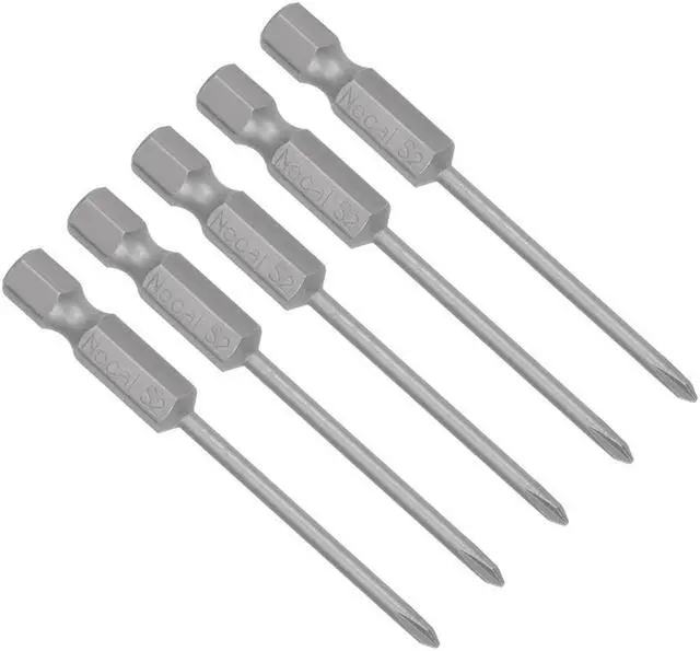 Main image of Phillips Bits 1/4-Inch Hex Shank 65mm Length Cross 2.5PH0 Magnetic Screw Driver S2 Screwdriver Bit 5Pcs