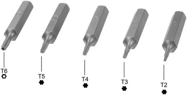 Alt view image 3 of 3 - Torx Bits Set 5pcs 5/32 Inch Hex Shank Magnetic T2 T3 T4 T5 T6 Screwdriver Bit Set 28mm Length S2 Screw Driver Kit Tools