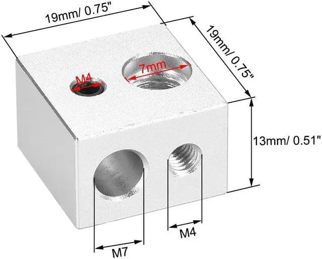 Alt view image 2 of 4 - Aluminum Heater Block, Specialized for MK10 M7 1.75mm Filament 2pcs