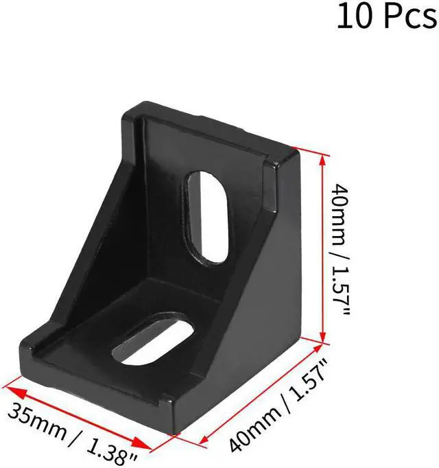 Alt view image 2 of 3 - Inside Corner Bracket Gusset, 40mm x 40mm for 4040 Series Aluminum Extrusion Profile with Slot 8mm, 10 Pcs (Black)