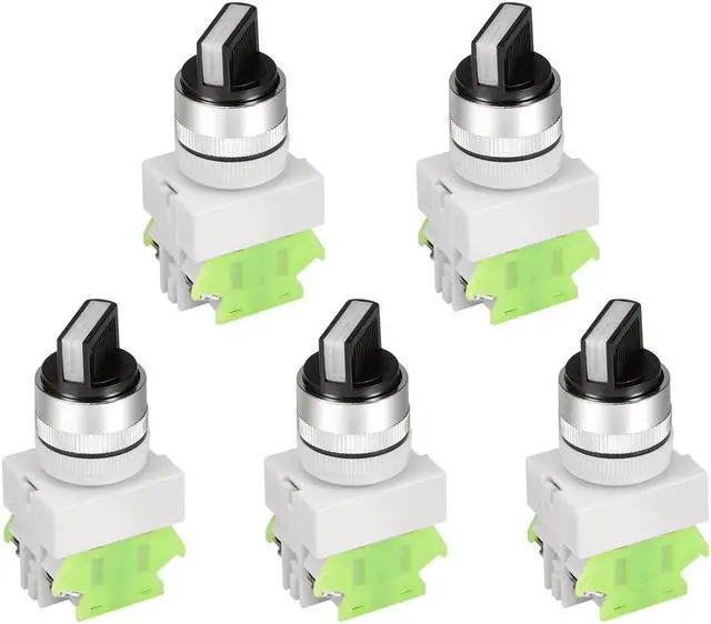 Main image of 5pcs Latching Lock 3 Positions Rotary Selector Select Switch DPST 10A 22mm Mounting Hole Dia