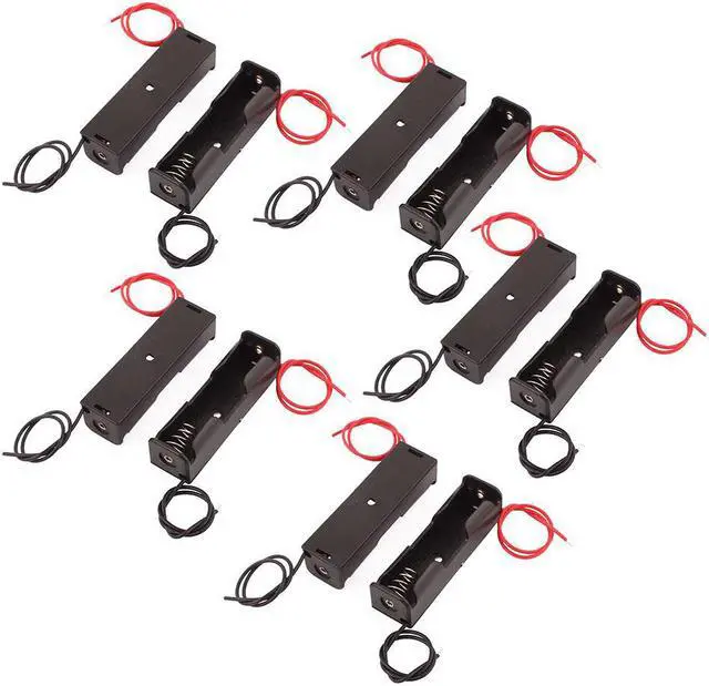 Main image of 10 Pcs Double Wires Battery Box Open Holder Storage Case Black for 1 x 1.5V AA Batteries