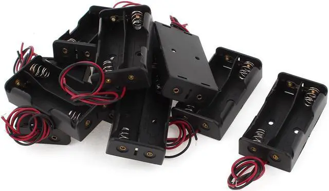 Main image of 9pcs Wire Leads Black Battery Storage Case Slot Holder 2 x 1.5V AA