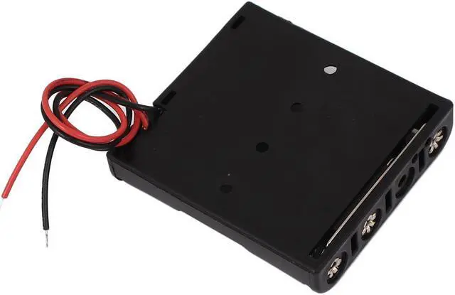 Alt view image 2 of 3 - 6V Power Supply 4 x AA Battery Holder Open Storage Case Box Wire Leads Black