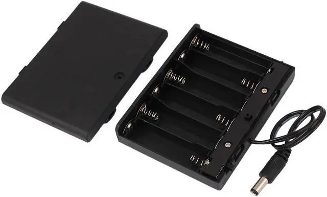 Alt view image 4 of 4 - 9V Output 6 x AA Battery Holder 2.1mm DC Connector Enclosed Box Switch Wire Lead 3pcs