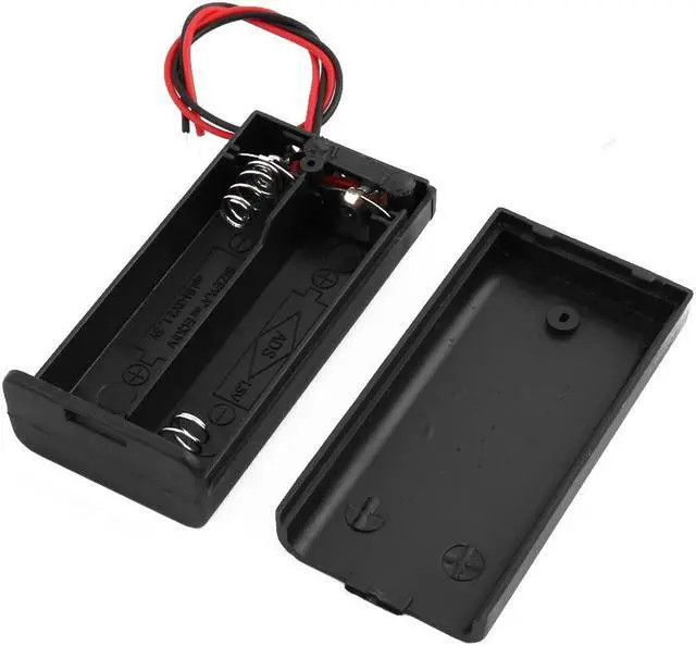 Alt view image 2 of 2 - 2Pcs 2 x 3V AA Battery Holder Enclosed Case Box On-Off Switch 160mm Leads Black