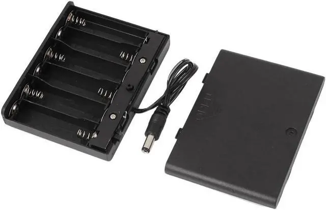 Alt view image 5 of 5 - 9V Power Supply 6 x AA Battery Switched Holder Enclosed Box 2.1mm DC Male Connector Wire Lead