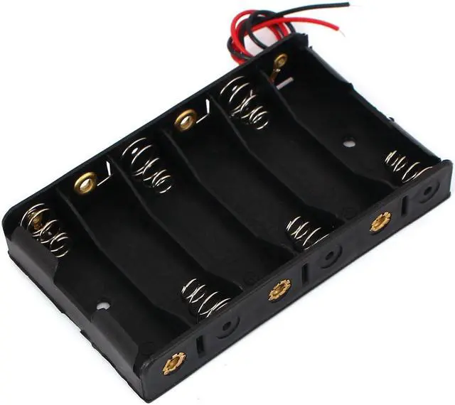 Alt view image 3 of 3 - 9V Output 6 x AA Battery Open Frame Holder Cell Case Box 150mm Lead Wire Black