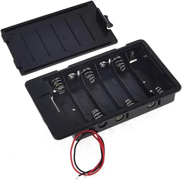 Main image of 15cm Long Leads Battery Holder Box Case for 6x1.5V AA Batteries w Cap