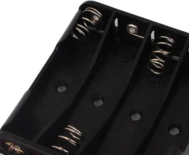Alt view image 3 of 3 - 6V Power Supply 4 x AA Battery Holder Open Storage Case Box Wire Leads Black