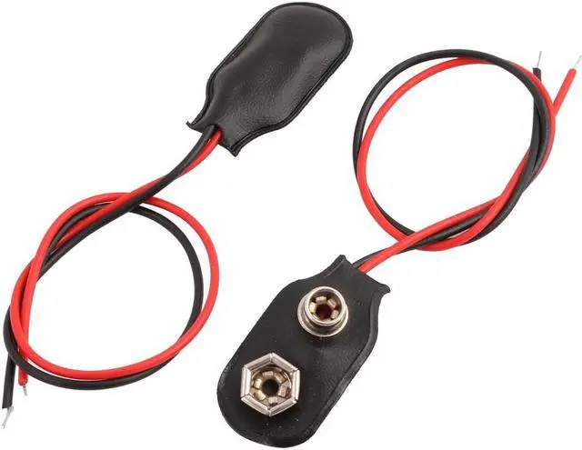 Alt view image 2 of 2 - 9pcs 9V Block Battery Clips Faux Leather Buckle I-type Connectors Wire Lead 15cm Long