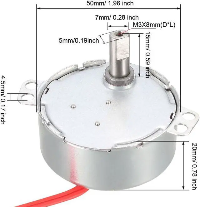 Alt view image 3 of 4 - Synchronous Motor AC 12V 20-24RMP 50-60Hz 4W Double Flat Shaft CW/CCW