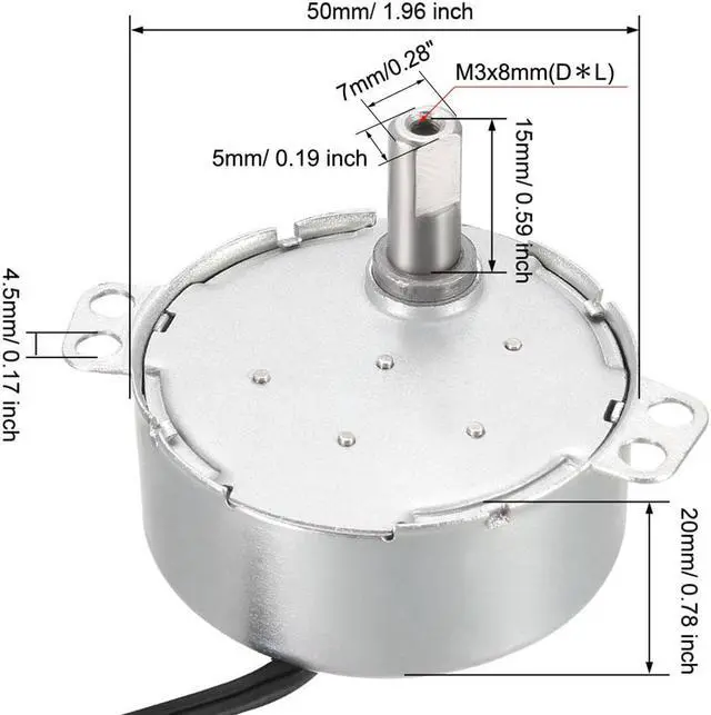 Alt view image 3 of 4 - Synchronous Motor AC 220-240V 5-6RMP 50-60Hz 4W Double Flat Shaft CW/CCW