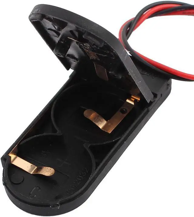 Alt view image 2 of 2 - 2 x 3V CR2032 Coin Cell Button Battery Holder Batteries Case w Switch Black 2pcs