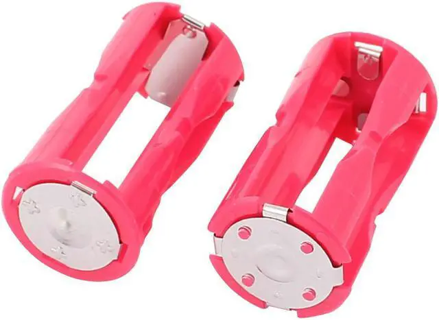 Alt view image 2 of 3 - 4Pcs Round Plastic Battery Holder Case Box Rose Red for 4 x 1.5V AAA Battery