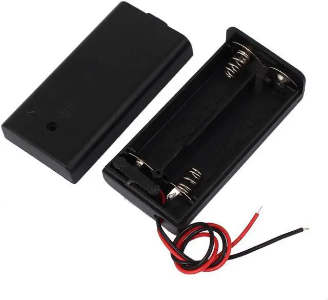 Alt view image 2 of 3 - 2 Pcs 3V Power Supply 2 x AA Battery Holder Enclosed Case Box Switch 160mm Lead