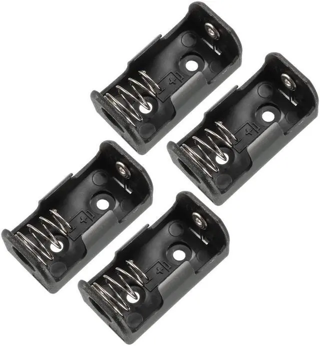 Main image of 4pcs Plastic Shell 1/2AA Button Cell Battery Sockets Holder Case Black