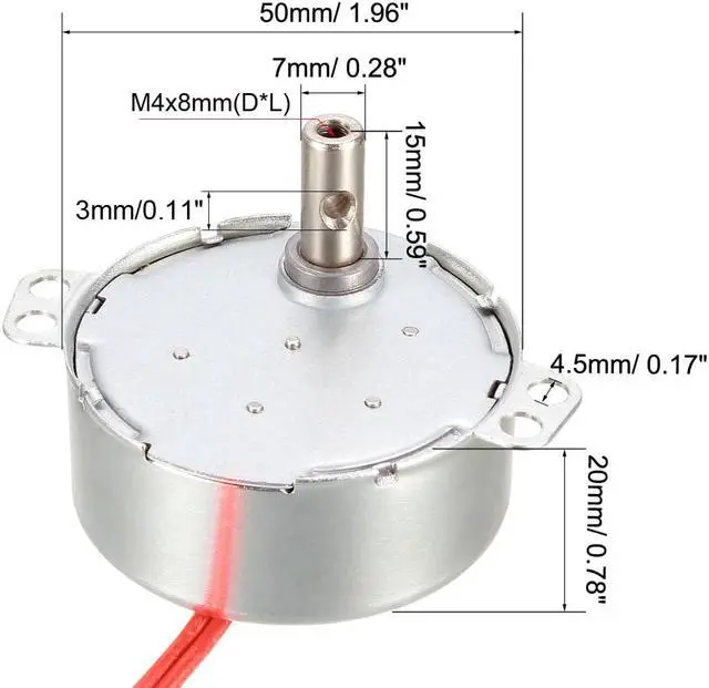Alt view image 3 of 4 - Synchronous Motor AC 12V 0.9-1.1RPM 50-60Hz CCW/CW 4W Reduction Gear Motor