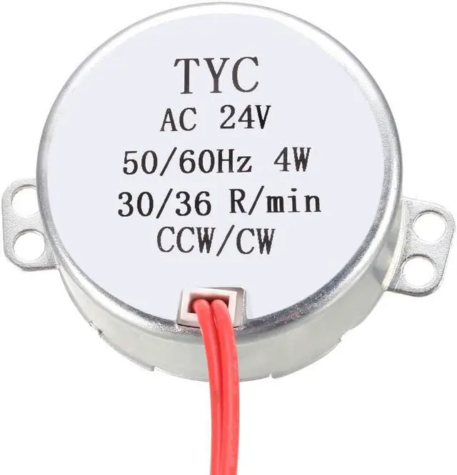Alt view image 2 of 4 - Synchronous Motor AC 24V 30-36RMP 50-60Hz 4W Double Flat Shaft CW/CCW