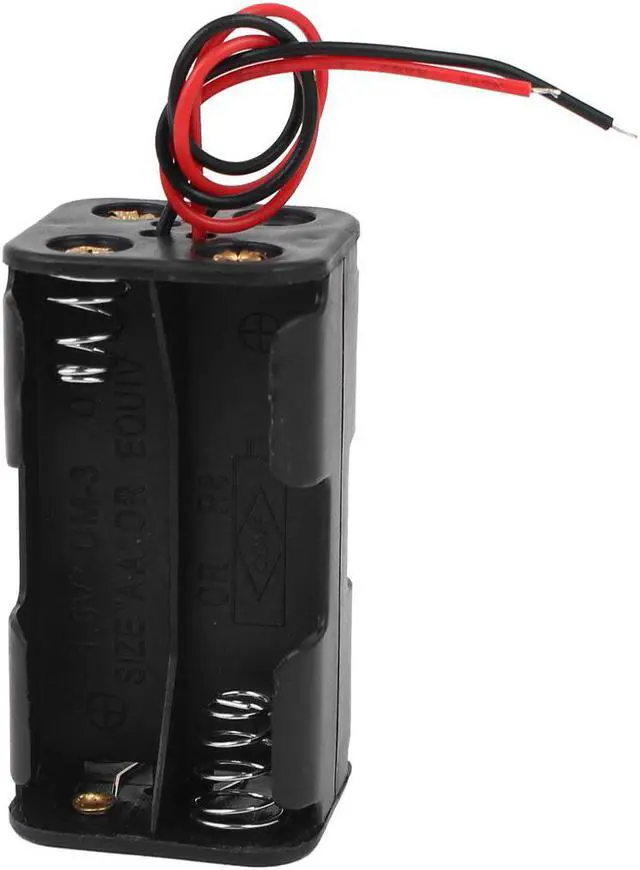 Alt view image 2 of 3 - 2 Pcs 6V Output 4 x AA Battery Double Layer Storage Case Box Holder Wire Leads Black