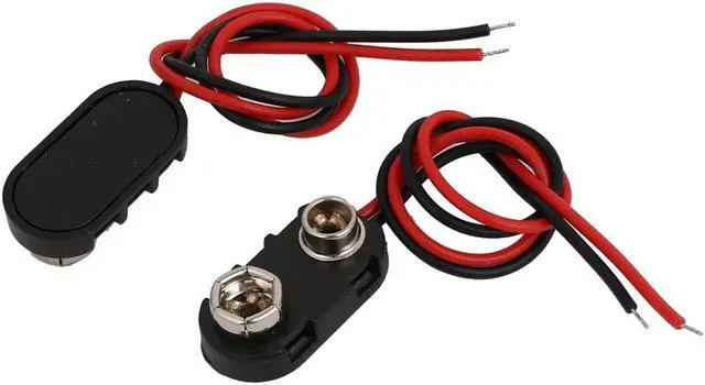 Alt view image 3 of 3 - Black Red 150mm Cable Connection 9V Battery Clips Connector Buckle 4 Pcs