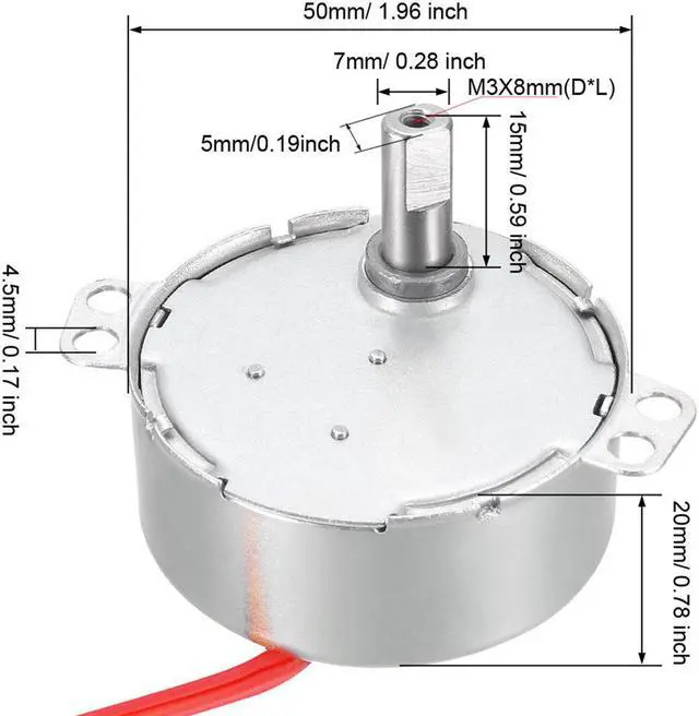 Alt view image 3 of 4 - Synchronous Motor AC 24V 30-36RMP 50-60Hz 4W Double Flat Shaft CW/CCW