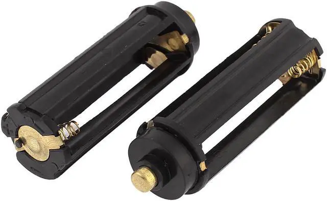 Main image of 2 Pcs Plastic Cylinder Shaped 3 x 1.5V AAA Battery Clip Holder Box Case Black