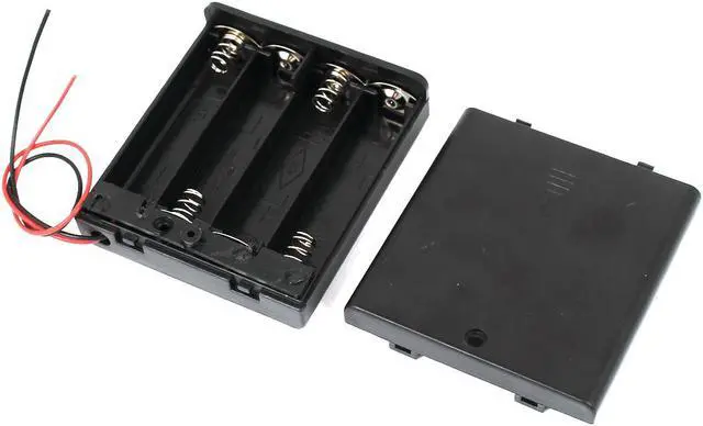 Alt view image 3 of 3 - 6V Power Supply 4 x AA Battery Holder Enclosed Box Switch Wire Lead Black 2pcs