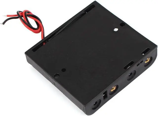 Alt view image 2 of 2 - 6V Power Supply 4 x AA Battery Holder Screw Mounted Open Storage Case Wire Leads Black