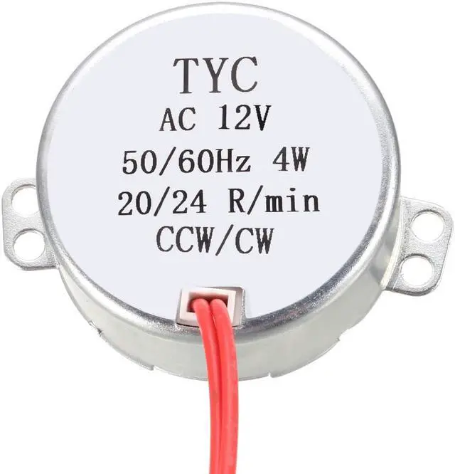 Alt view image 2 of 4 - Synchronous Motor AC 12V 20-24RMP 50-60Hz 4W Double Flat Shaft CW/CCW