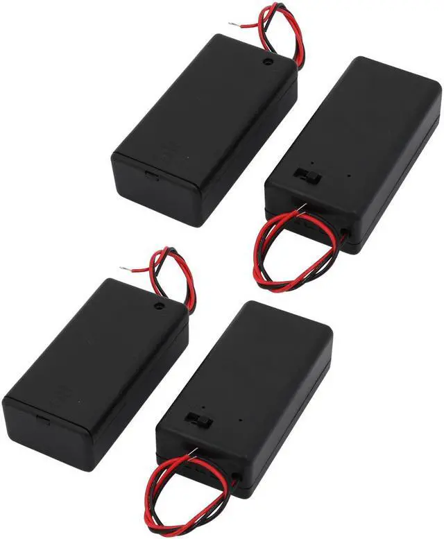 Main image of 4Pcs Dual Wires Battery Covered Holder Box Case w ON/OFF Switch for 9V Batteries