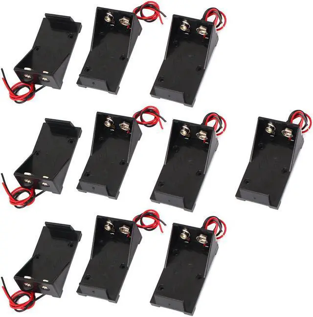 Main image of 10PCS 9 Volt Battery Holder Screw Mounted Storage Case Box Wire Connector Black