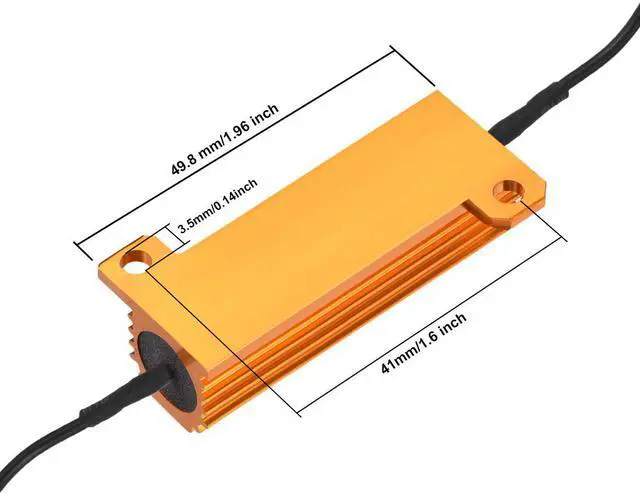 Alt view image 3 of 3 - 2 Pcs Aluminum Case Resistor 50W 6 Ohm Extension Wires Wirewound for LED Replacement Converter 50W6RJ