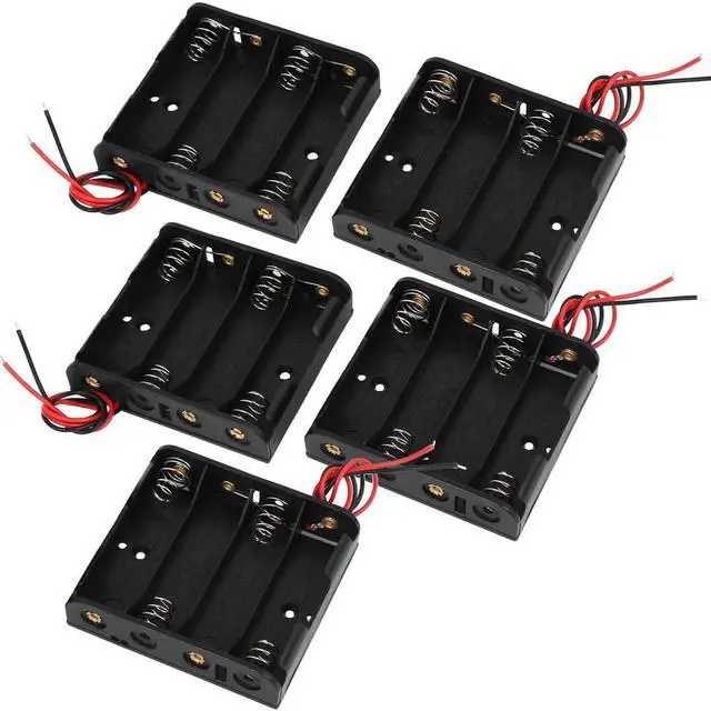 Main image of 5 Pcs 4 x 1.5V AA Battery Holder ABS Open Case Box Wire Lead 6V Output Connector