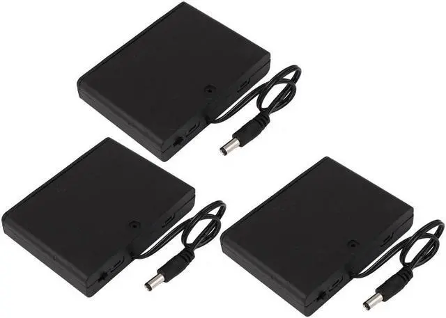 Main image of 9V Output 6 x AA Battery Holder 2.1mm DC Connector Enclosed Box Switch Wire Lead 3pcs