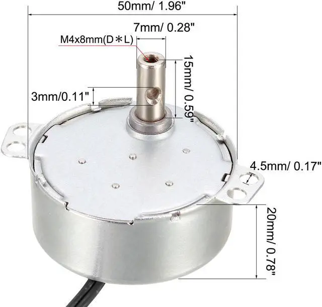 Alt view image 3 of 4 - Synchronous Motor AC 220-240V 2.5-3RPM 50-60Hz CCW/CW 4W Reduction Gear Motor