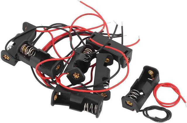 Main image of Dual Wires Spring Clip Black Plastic Batteries Case Holder for 12V/23A N Battery 7Pcs