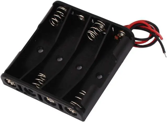 Main image of 6V Power Supply 4 x AA Battery Holder Open Storage Case Box Wire Leads Black