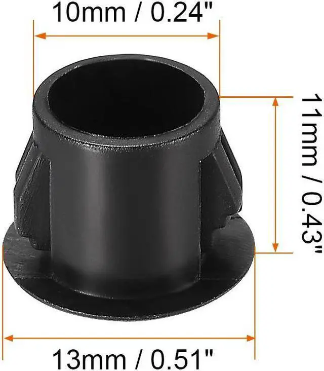 Alt view image 3 of 3 - 50pcs Mounting 10mm X 11mm Black Nylon Round Snap Panel Locking Hole Plugs Cover