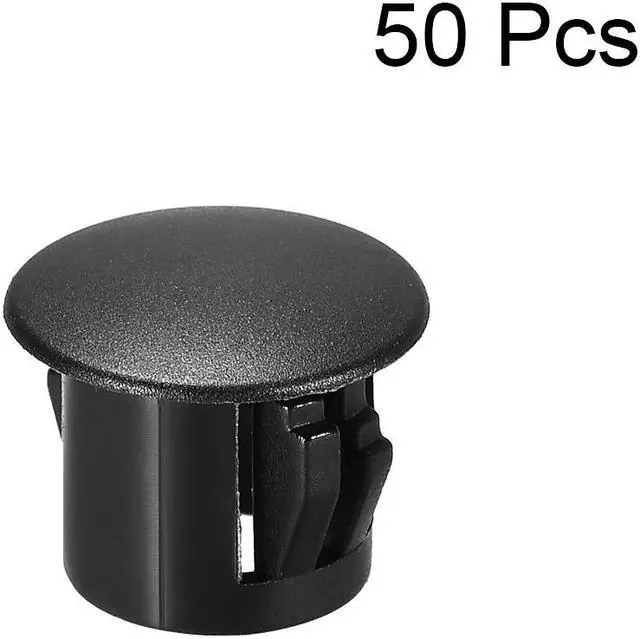 Alt view image 2 of 3 - 50pcs Mounting 10mm X 11mm Black Nylon Round Snap Panel Locking Hole Plugs Cover