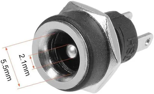 Alt view image 2 of 3 - 2.1mmx5.5mm DC Power Jack Female DC 30V Panel Mount Connector Socket 5pcs