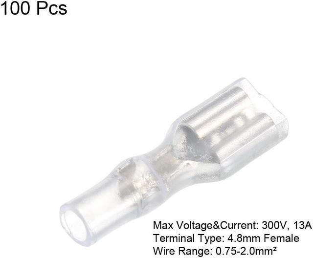 Alt view image 4 of 4 - 100pcs 4.8mm Quick Splice Wire Terminals Female Spade Connector with Insulating Sleeve