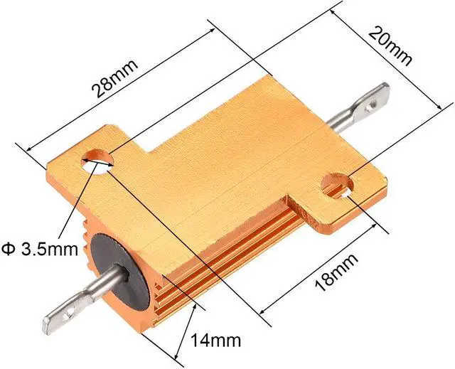 Alt view image 3 of 5 - 25W 3.3 Ohm 5% Aluminum Housing Resistor Screw Tap Chassis Mounted Aluminum Case Wirewound Resistor Load Resistors Gold Tone 3 Pcs